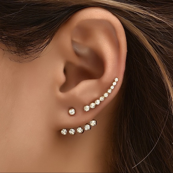 Jewelry - ⚜️[𝟯/$𝟭𝟴]⚜️3 Gold Cluster Pave Earrings NEW